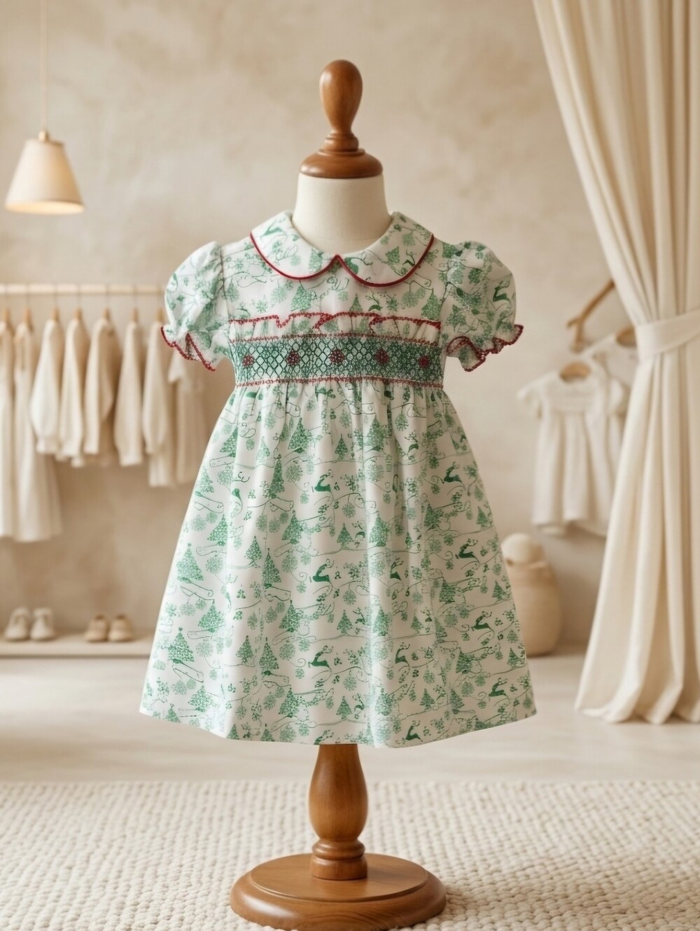 Baby Blessings Smocked Christmas Holly Dress 🎄